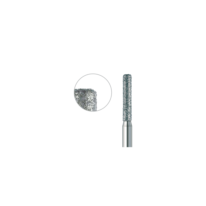 837KR 010 FG diamond cylinder dental bur medium grit, rounded edge for crown preparation, ISO 806 314 158 524 010, pack of 6