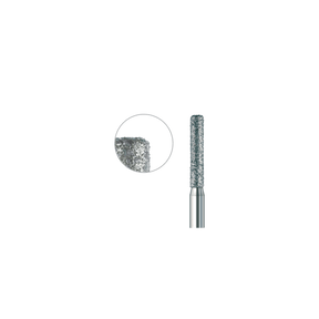 837KR 010 FG diamond cylinder dental bur medium grit, rounded edge for crown preparation, ISO 806 314 158 524 010, pack of 6
