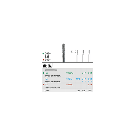 Busch 838 012 FG DIAMOND - (Pack of 6) Bur Made in Germany