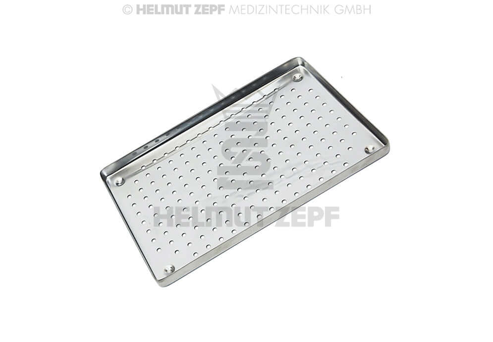 Norm-Tray Bottom stainless steel perforated dental tray 1/2 size 18x14x1.9cm by Helmut Zepf