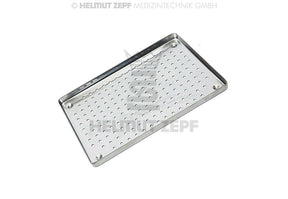 Norm-Tray Bottom stainless steel perforated dental tray 1/2 size 18x14x1.9cm by Helmut Zepf