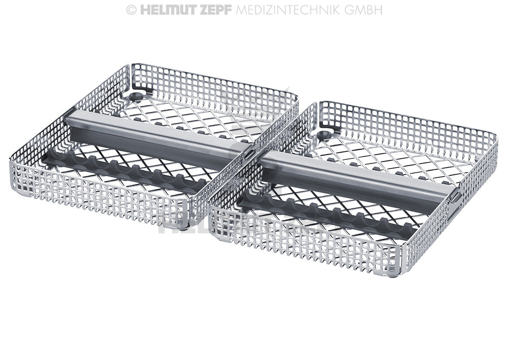 Dental Cassettes 1/2 Tray Washbasket with 2 Instrument Supports & Retainer 178x140x24mm - 85.181.00