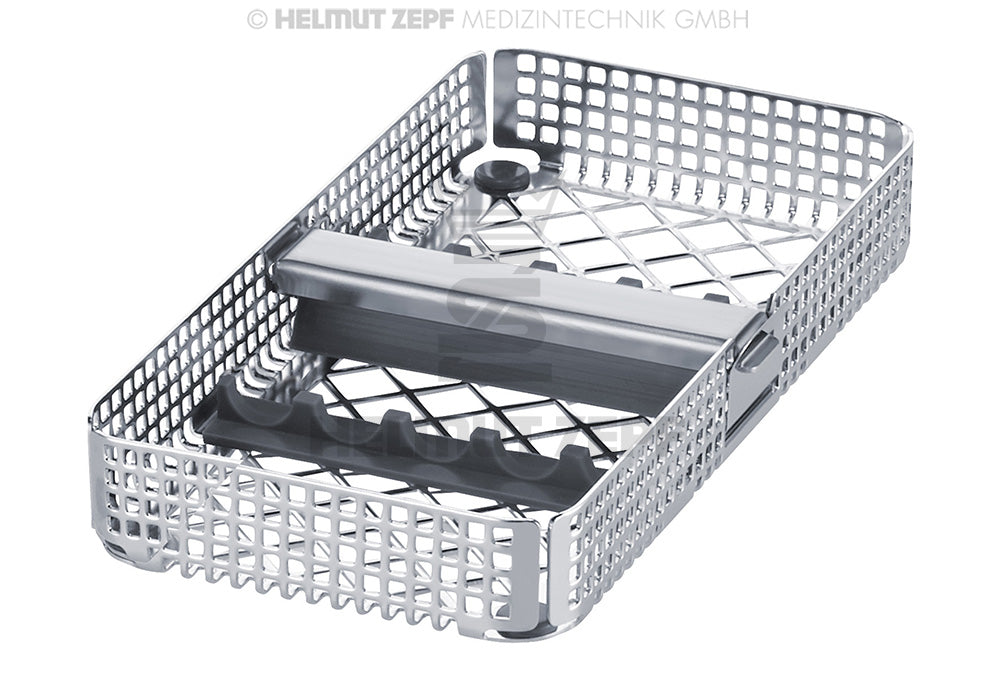 Dental Cassettes 1/3 Washbasket Tray for 5 Instruments with 2 Supports & Retainer 178x90x24mm