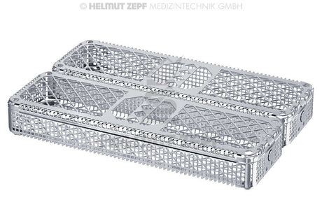 Dental Instrument Cassette Washbasket Longitudinal 1/1 x 1/2 with Lid & Press Button Lock by Helmut Zepf No. 85.194.50