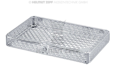 Dental Instrument Cassette Washbasket with Lid and Press Button Lock by Helmut Zepf, 275x178x37mm Sterilisation Tray