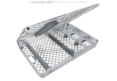 Helmut Zepf dental instrument cassette washbasket for 6 chisels, 4 drills, 2 mixing cups with silicone profile, No. 85.195.60