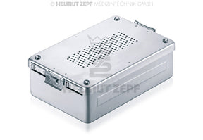 sterilization container perforated aluminium with textile filters, grey 310x190x65mm by Helmut Zepf