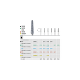 Coarse diamond dental bur cone round 6856 023 FG, green ring, ISO 806 314 198 534 023, crown preparation pack of 6