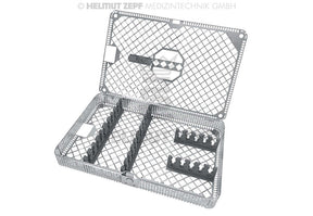 Helmut Zepf Dental Cassettes 1/1 Washbasket for 10 Instruments Lengthwise & 5 Crosswise with Scissors Slot No.85.995.25