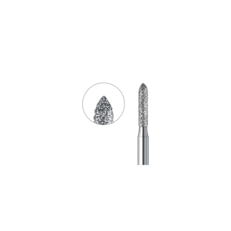 6877 010 coarse grit diamond torpedo dental bur for crown preparation, green ring, ISO 806 314 288 534 010, pack of 6