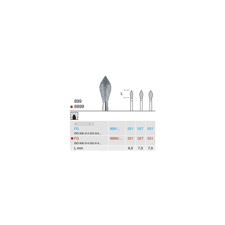 Busch 899 031 FG DIAMOND - (Pack of 6) Bur Made in Germany