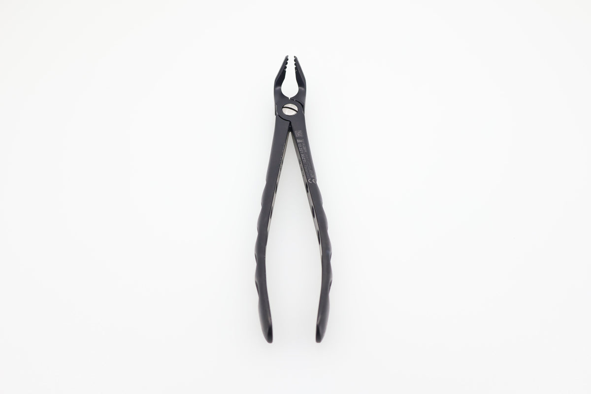 Helmut Zepf 12.221.90ZTI #321 Modified lower premolar extraction forceps, Onyx Coating - full front view