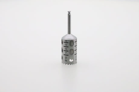 Helmut Zepf 08.910.12 dental trephine inside diameter 10.0 mm - upright view showing 19 cutting teeth