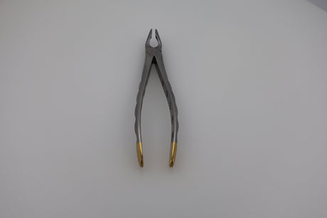 Helmut Zepf 12.235.08ZD #35M Modified upper premolar extraction forceps, diamond coated jaws - full front view