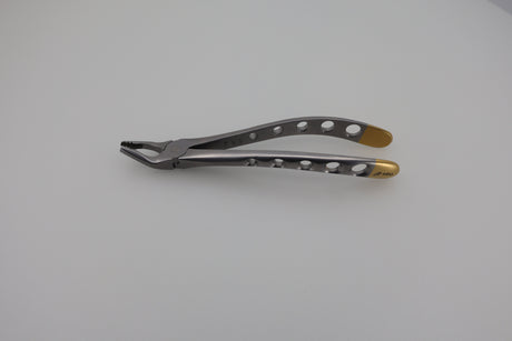 Helmut Zepf 12.235.08ZD #35M Modified upper premolar extraction forceps, diamond coated jaws - side profile view