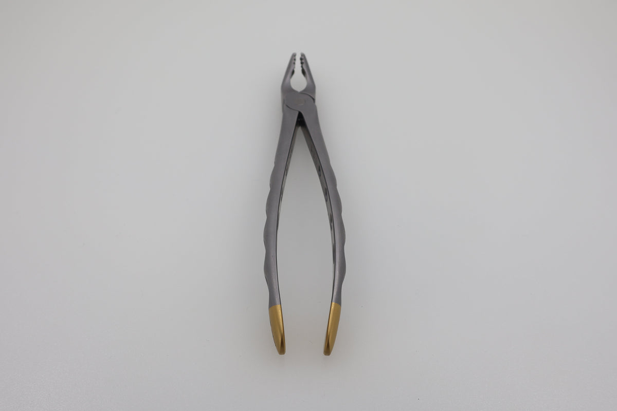 Helmut Zepf 12.217.00ZD #17 Modified upper right molar extraction forceps, diamond coated jaws - full front view