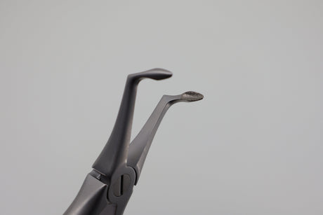 Helmut Zepf 12.045.15ZD #45Sb lower jaw root tip extraction forceps - diamond coated beak close-up