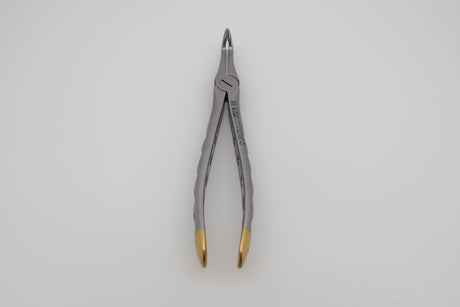 Helmut Zepf 12.045.15ZD #45Sb lower jaw root tip extraction forceps, diamond coated, Rescue-Line - full front view