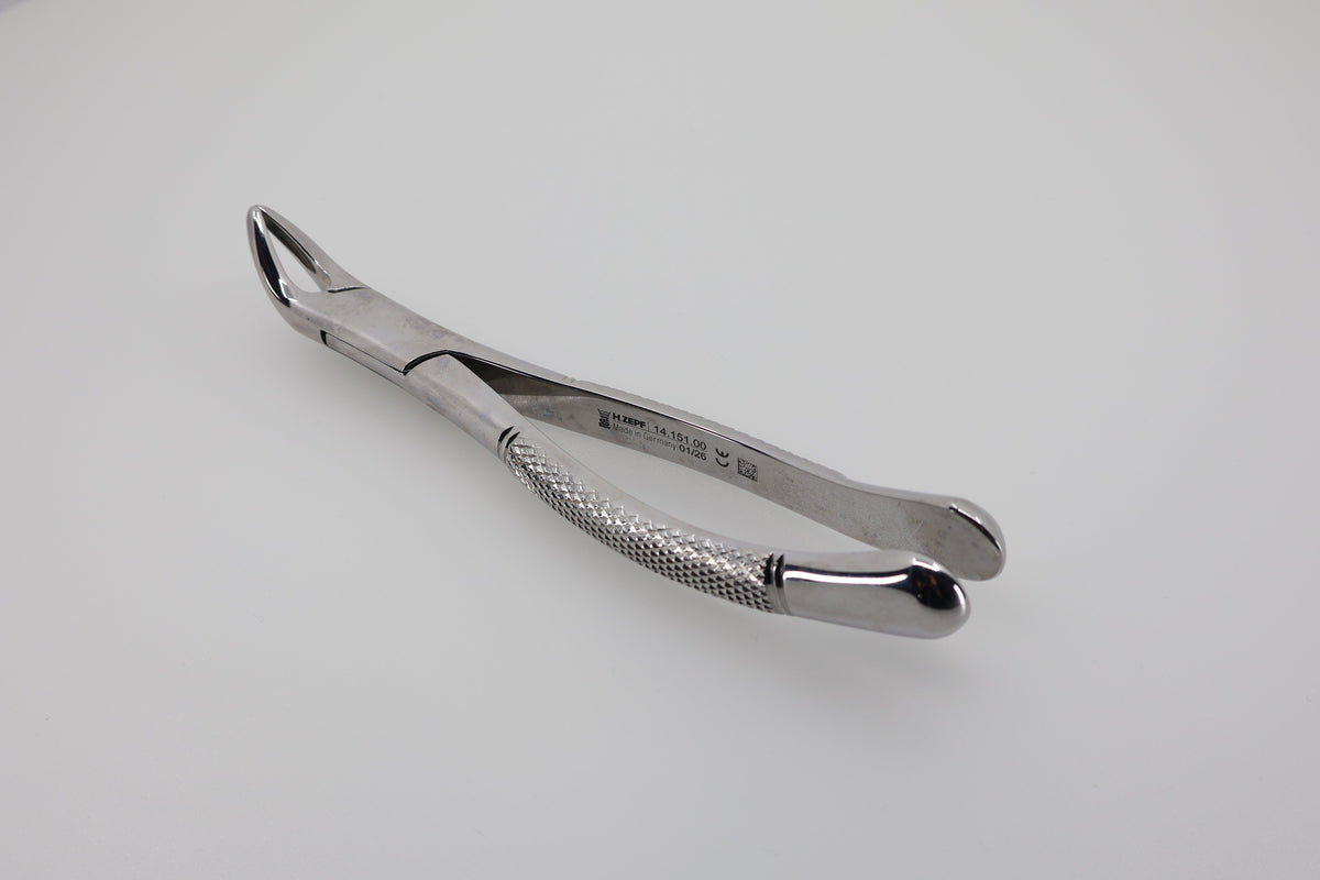 Helmut Zepf 14.151.00 Cryer #151 extraction forceps American Pattern lower incisors premolars roots - full view
