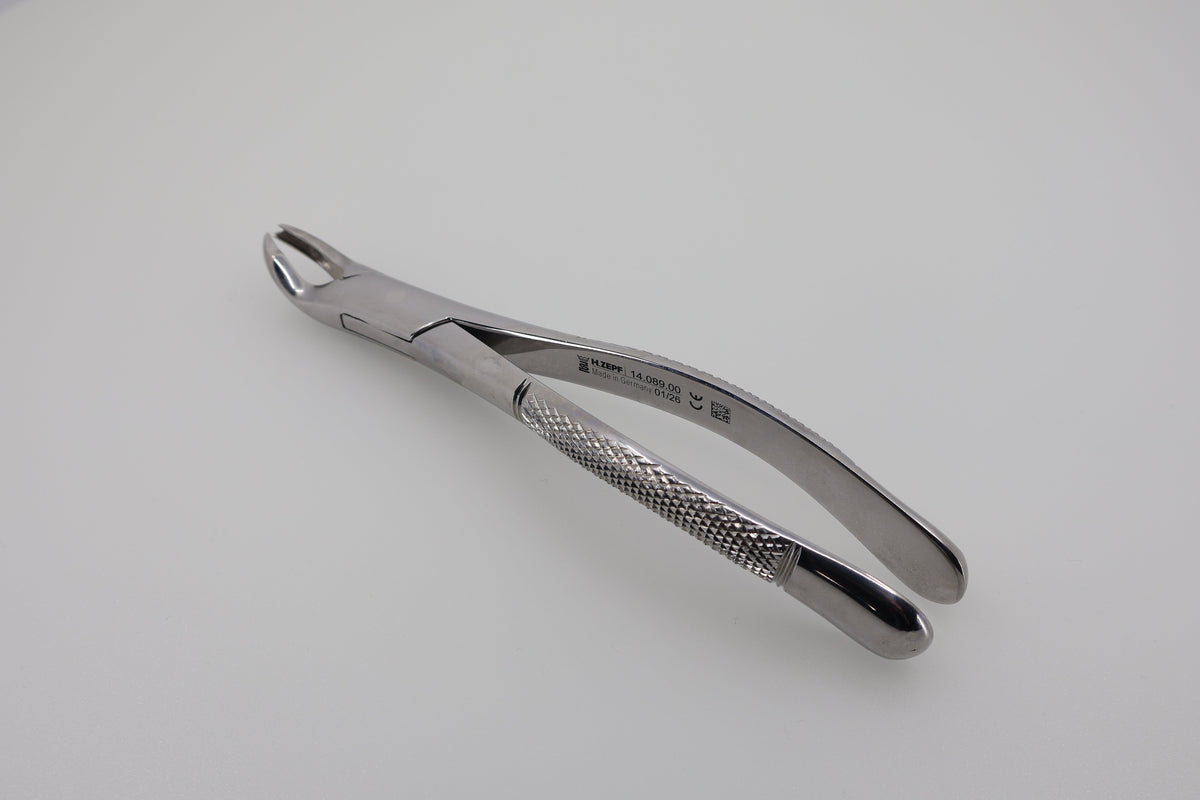 Helmut Zepf 14.089.00 extraction forceps #89 American Pattern serrated grips - full view