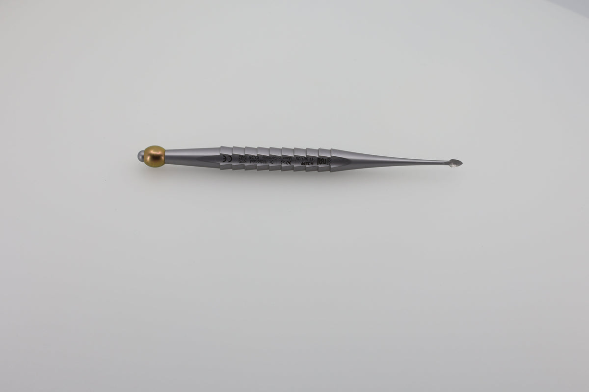 Helmut Zepf 17.007.05 X-Desmo-Tool root tip elevator luxator - full side view with knurled handle