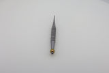 Helmut Zepf 17.007.05 X-Desmo-Tool root tip elevator luxator, straight 4.0 mm, yellow ID ball - standing view