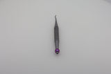 Helmut Zepf 17.008.06 X-Tool Syndesmotome luxator, curved for mesial access 4.0 mm, purple ID ball - standing view