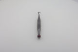 Helmut Zepf 17.068.10 angled root tip pick elevator, X-Tool handle, purple ID ball - standing view