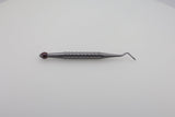 Helmut Zepf 17.068.10 angled root tip pick elevator - full side view with knurled X-Tool handle
