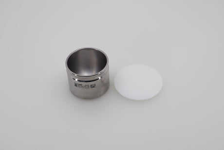 Dental mixing cup 85.251.04 stainless steel, open with lid beside