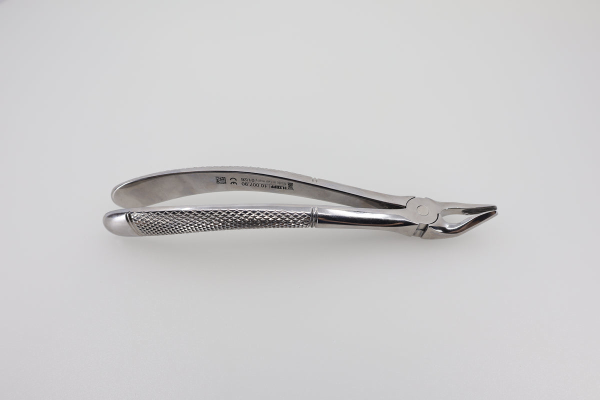 Helmut Zepf #7 upper premolar extraction forceps, side view