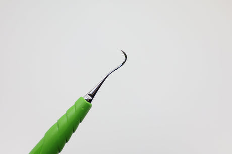 Sickle Scaler #204 S for Plaque Removal from Interdental Spaces in the Molar Area - ZEPF-bIONIK QuickFix Handle in Yellow-Green | Helmut Zepf No. 24.208.04S