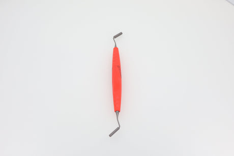 Combination Instrument Bone Filler/Condenser with Depth Measurement - Diameter 3.0 and 4.0 mm, Graduation 3/6/9/12/15 mm, Titanium M4 X 0.5 Inserts, ZEPF-bIONIK QuickFix Handle in Lightred-Magenta | Helmut Zepf No. 24.532.20