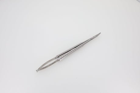 Castroviejo Needle Holder, Curved - 18 cm, Tungsten Carbide Jaws, 11 x 2.0 mm, Max. Thread Size: 4.0 | Helmut Zepf No. 41.011.17TC-M