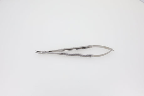 Castroviejo Needle Holder, Curved - 18 cm, Tungsten Carbide Jaws, 11 x 2.0 mm, Max. Thread Size: 4.0 | Helmut Zepf No. 41.011.17TC-M