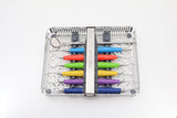 ZEPF Washtray 1/2 (85.181.00) holding 6 bIONIK hygiene instruments and a mouth mirror - top view