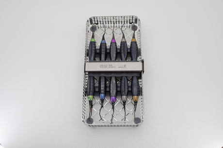 ZEPF Z-SHAPE QuickFix Gracey M5 Nanopal hygiene instrument set in ZEPFcare 1/3 washtray - top view