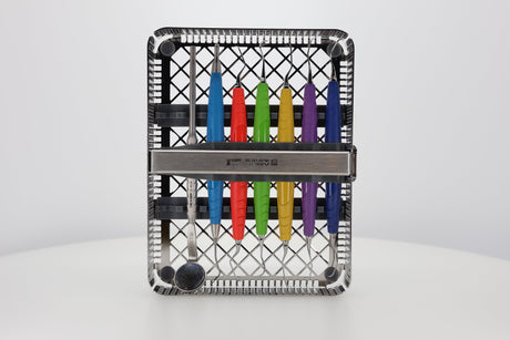 ZEPF Washtray 1/2 loaded with 8 instruments - upright view