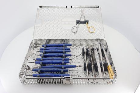 ZEPF ECO Implatool Set by Dr. Detlef Hildebrand in sterilization washbasket, Helmut Zepf No. 24.961.05