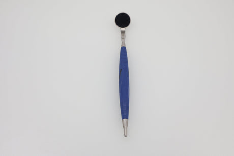 MEGAduo double sided dental mirror head 24.072.22 mounted on cobalt-blue bIONIK handle