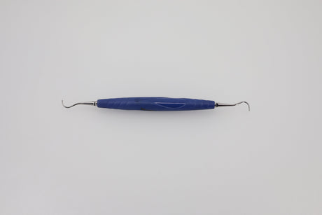 Sickle scaler 6/7 delicate model 24.207.06HF with cobalt-blue bIONIK QuickFix handle, full view
