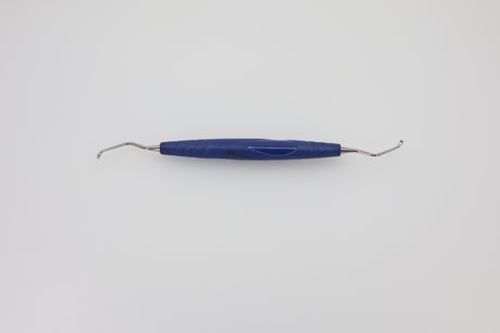 Lucas curette 2.5 mm double-ended No. 41.855.20 with cobalt-blue bIONIK QuickFix handle, full view