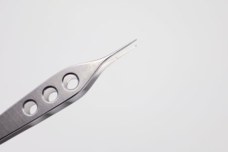 Grip holes close-up, Helmut Zepf Micro Adson forceps 22.489.00 fine spring