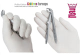 Pediatric extraction forceps for children Klein English Pattern No.7 RoBa-Edition dental tool held in gloved hands