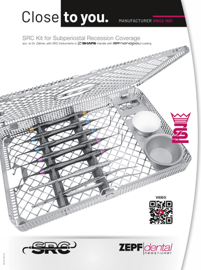 Helmut Zepf Brochure SRC Kit for Subperiostal Recession Coverage with dental instruments tray