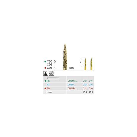 Busch CD 61G 016 FG COOL-DIAMANT COARSE - (Pack of 6) Bur Made in Germany