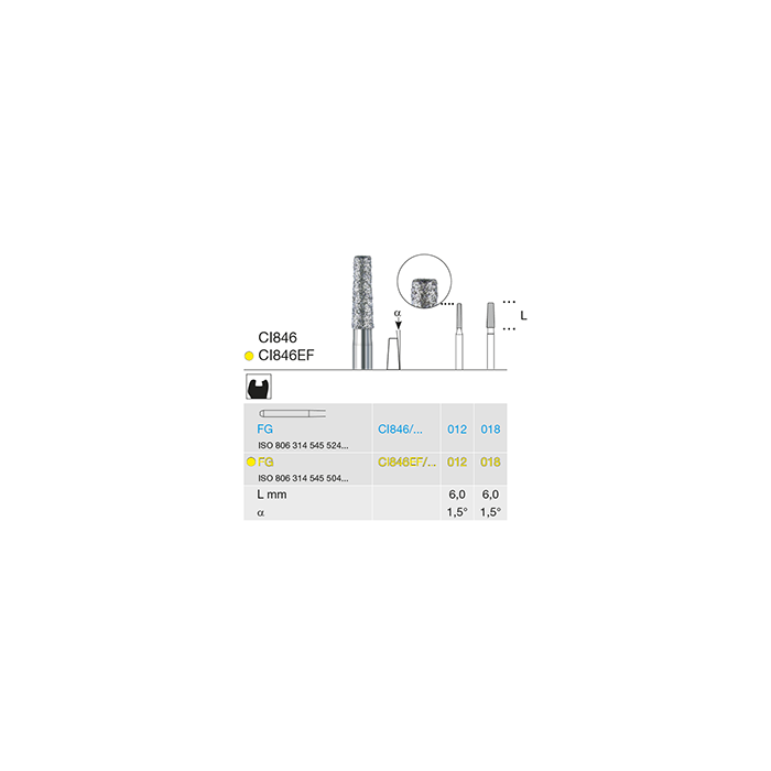Busch CI846EF 012 FG DIAMOND FINE - (Pack of 2) Bur Made in Germany