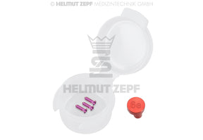 Emergency Titanium Micro Screw Ø 1.9 x 6 mm, Phillips drive, Red Anodized - Pack of 3 | Helmut Zepf No. 47.575.36