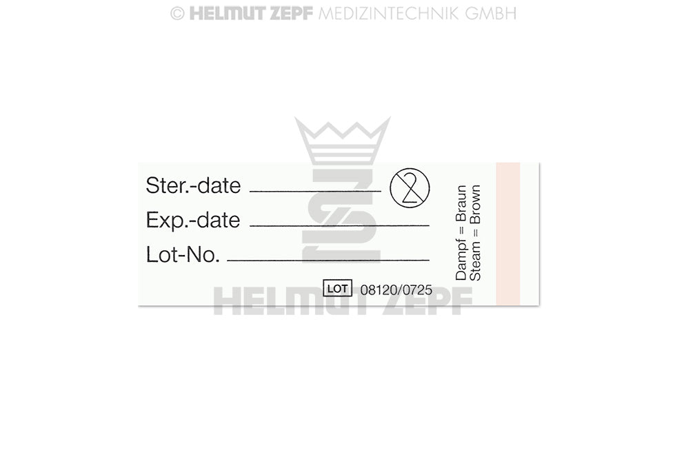 Identification Labels for Sterilization Containers - Paper Labels with Process Indicator, Pack of 100 | Helmut Zepf No. 85.312.20