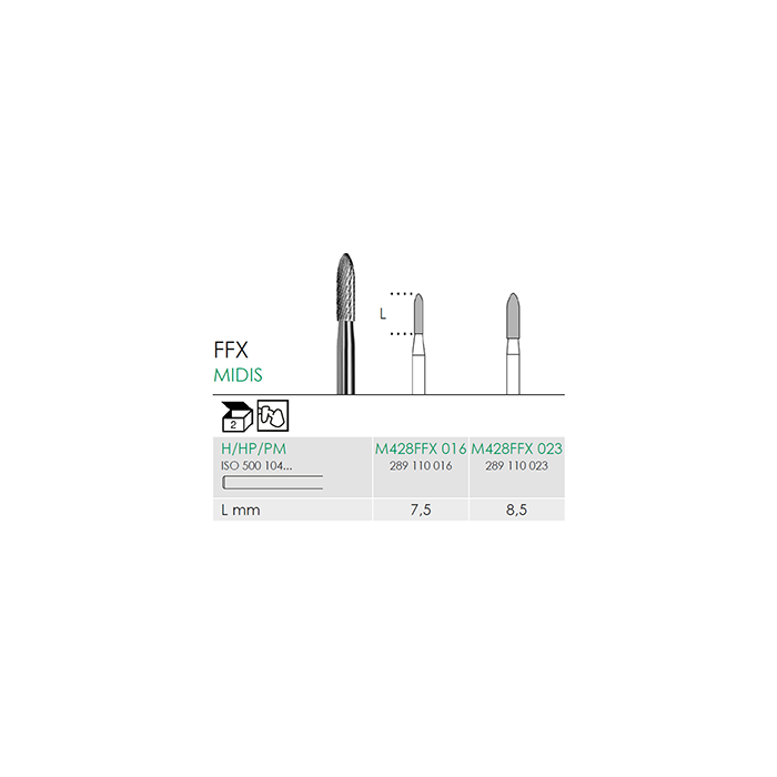 Busch M 428FFX 023 HP MIDIS CARBIDE - (Pack of 2) Bur Made in Germany